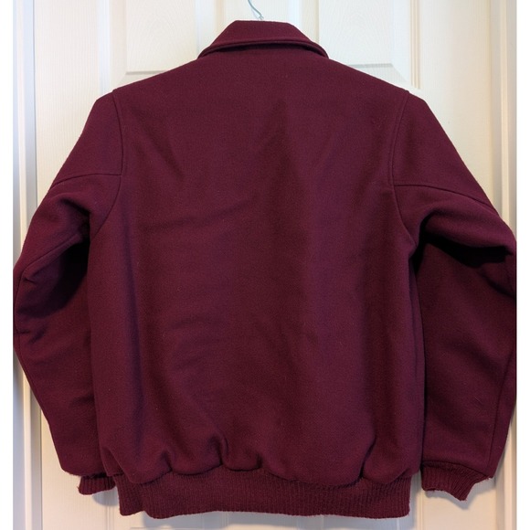 Vintage 80's LL Bean Women's S Wool Bomber Jacket Burgundy Lined BEAUTIFUL - Picture 3 of 9